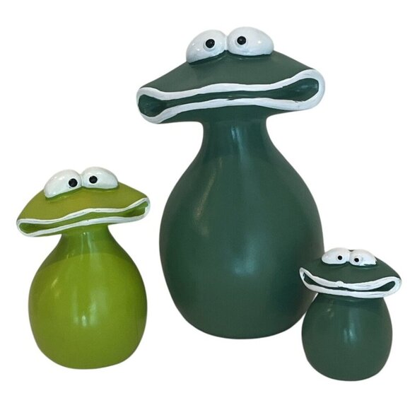 New Big Mouth Frog Family Waterproof Resin Decoration Statue Figurine - Set of 3 - Picture 3 of 12